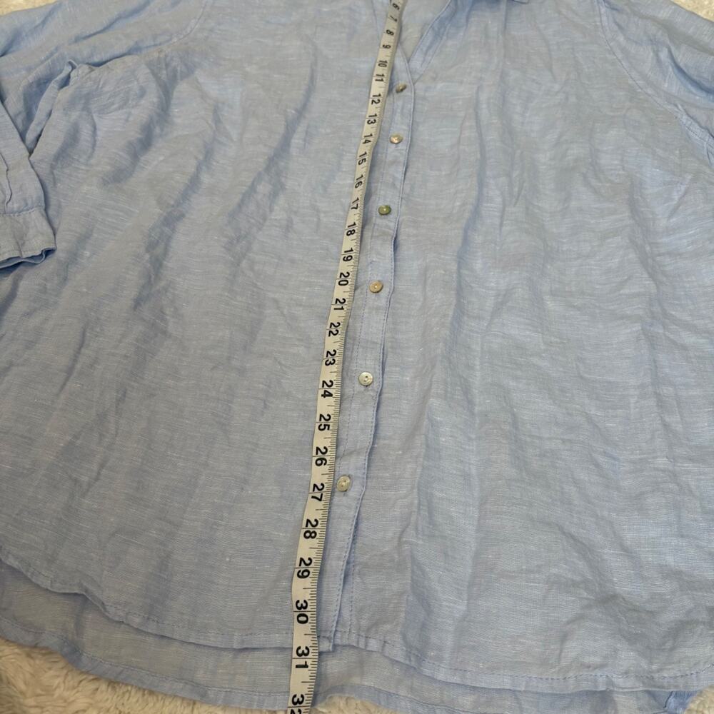 Sigrid Olsen Womens 2X Blue Roll Tab Sleeve Linen Beach Travel Resort Summer - Picture 5 of 6